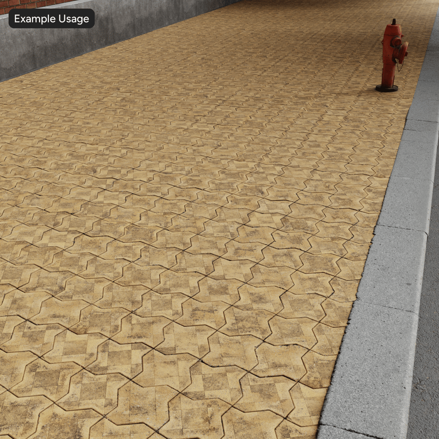 Pavimentazione impilata quadrata a zig-zag sporca, giallo