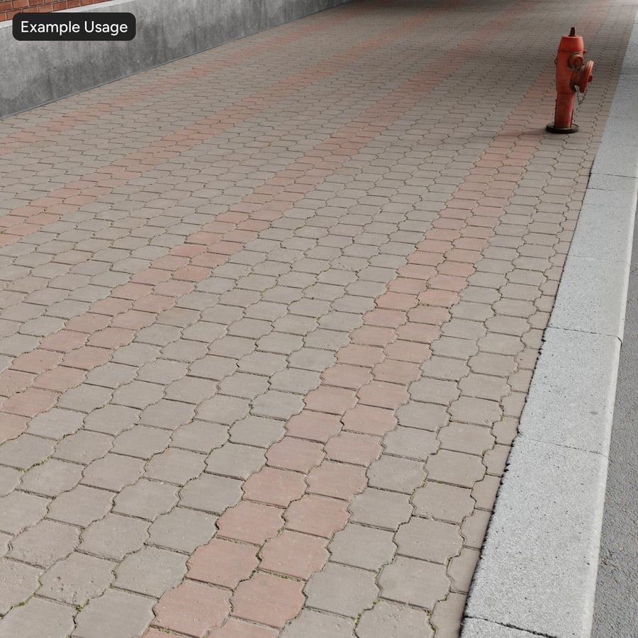 Interlocking Concrete Paver Texture, Striped Red Grey