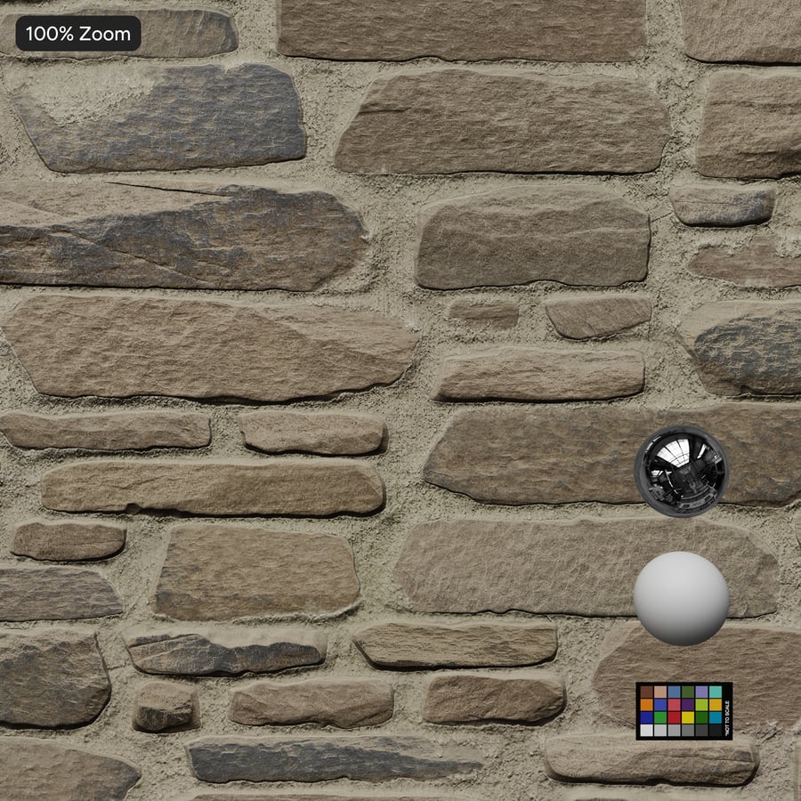 Old Ledger Stone Wall Texture, Beige & Grey