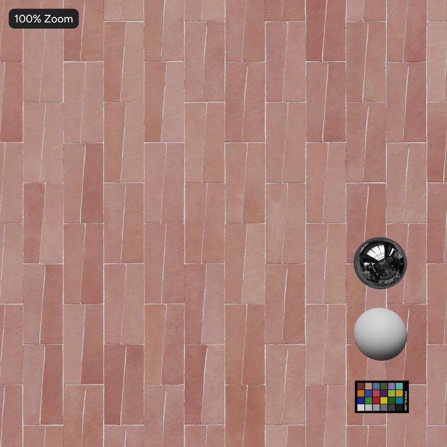 Trapezoidal Zellige Matte Tile Texture, Pink