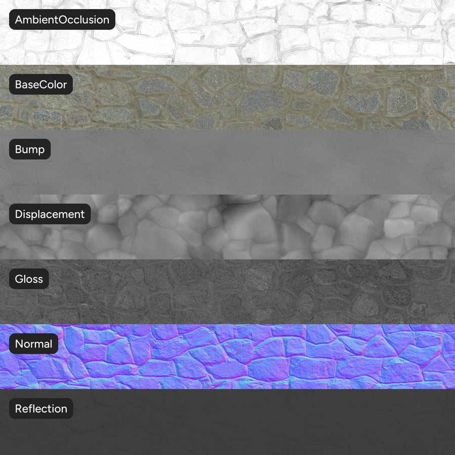 Rubble Stone Wall Texture, Cool Gray