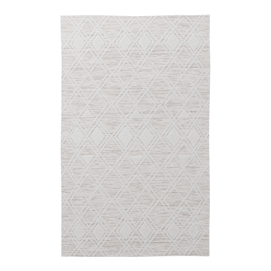 Heathered Knitted Diamond Designer Rug Model, White