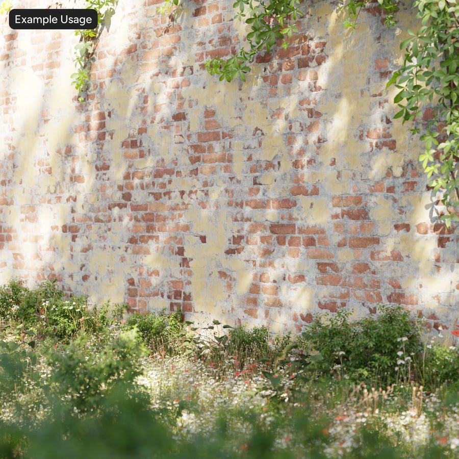 Old Plastered Brick Wall Texture, Yellow Red
