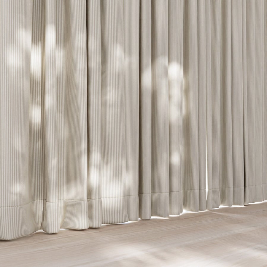 Tecido Jacquard Listrado para Cortinas, Bege