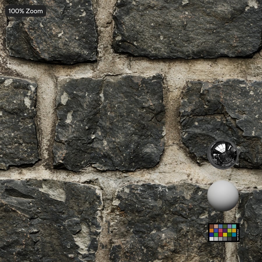 Weathered Rubble Stone Wall Texture, Black