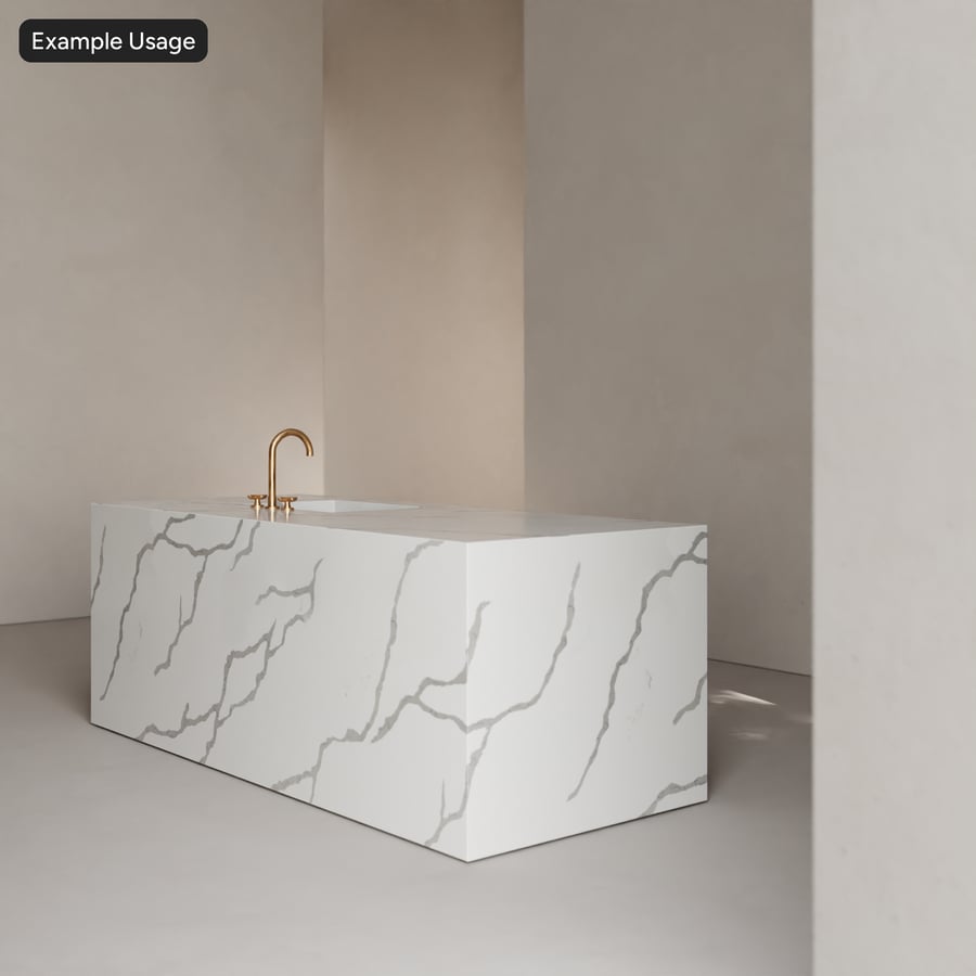 Calacatta Creek Polished Quartz Stone Texture, White