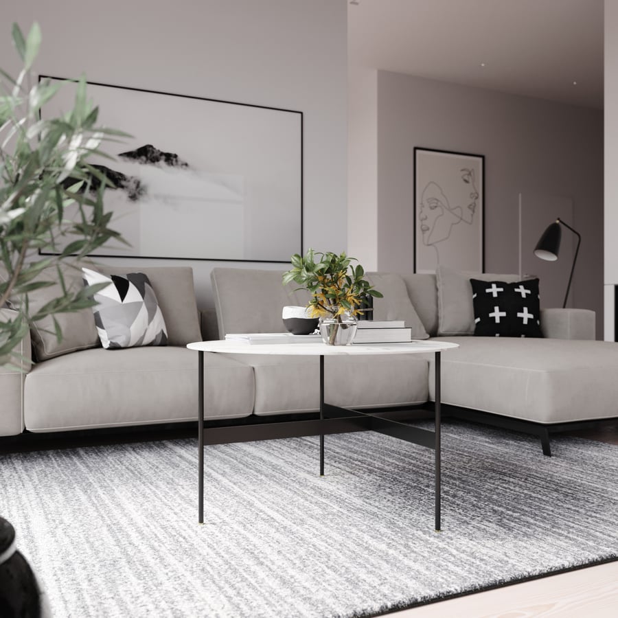 Réplica em mármore da mesa de centro Carrara da B&B Italia