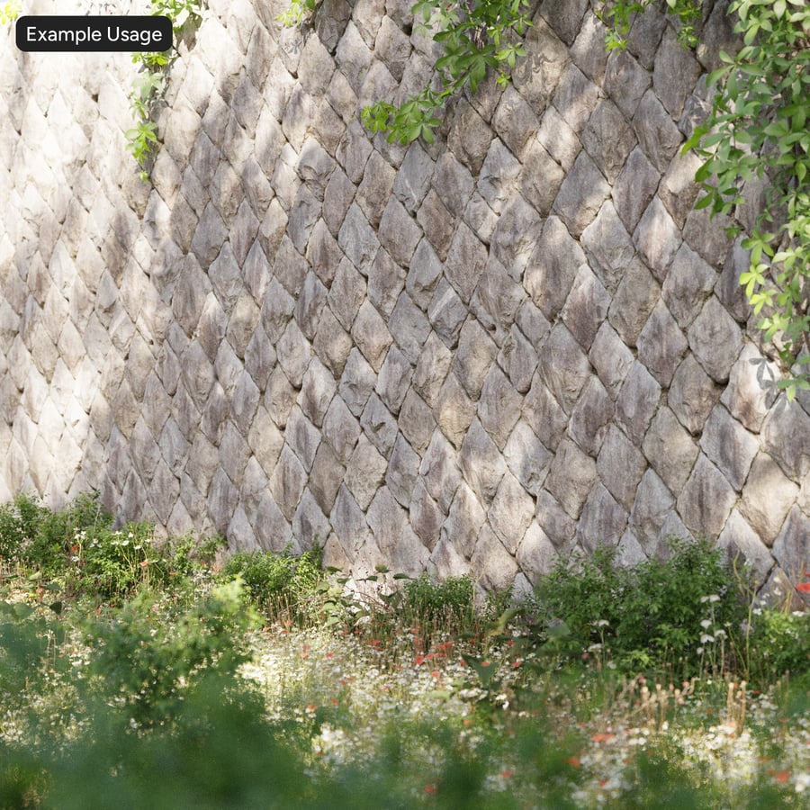Textura de muro de contenção diagonal em pedra, cinzento
