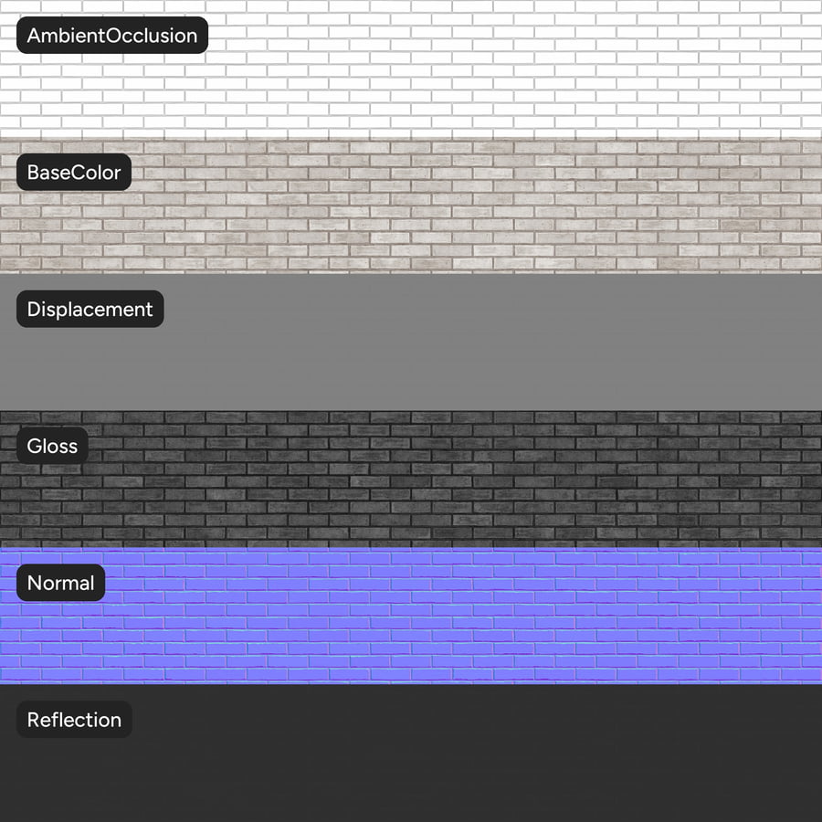 Smooth Running Bond Brick Wall Texture, Grey