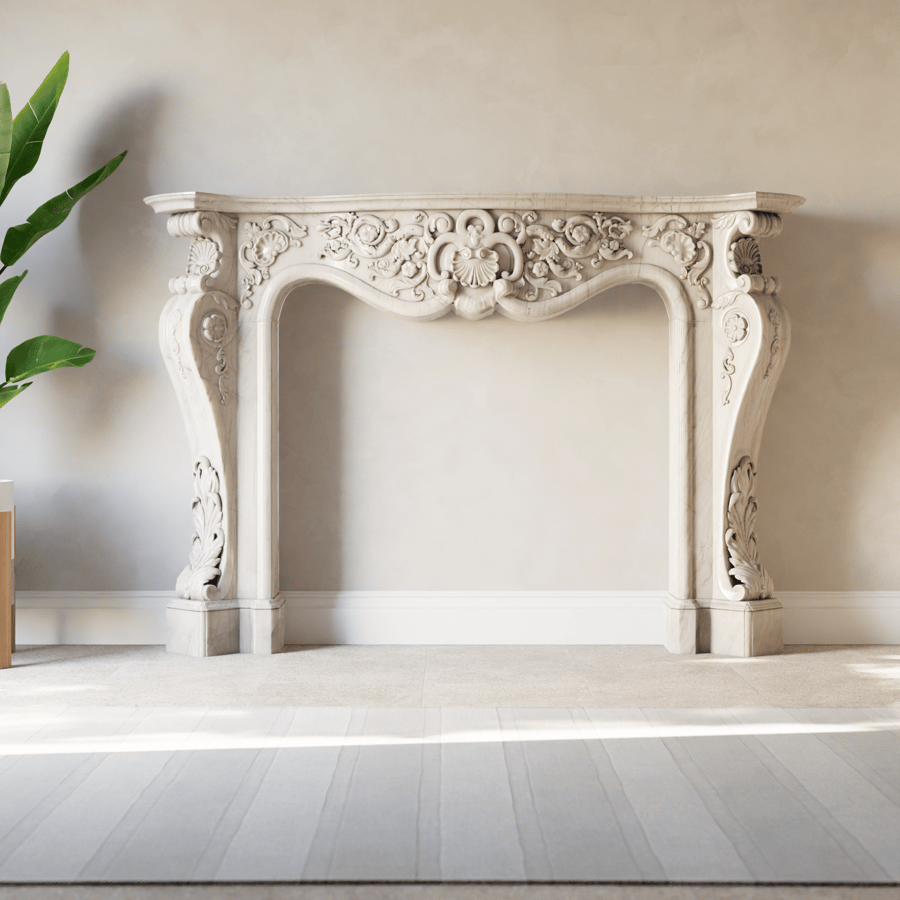 Marble Mantle Fireplace Model, White