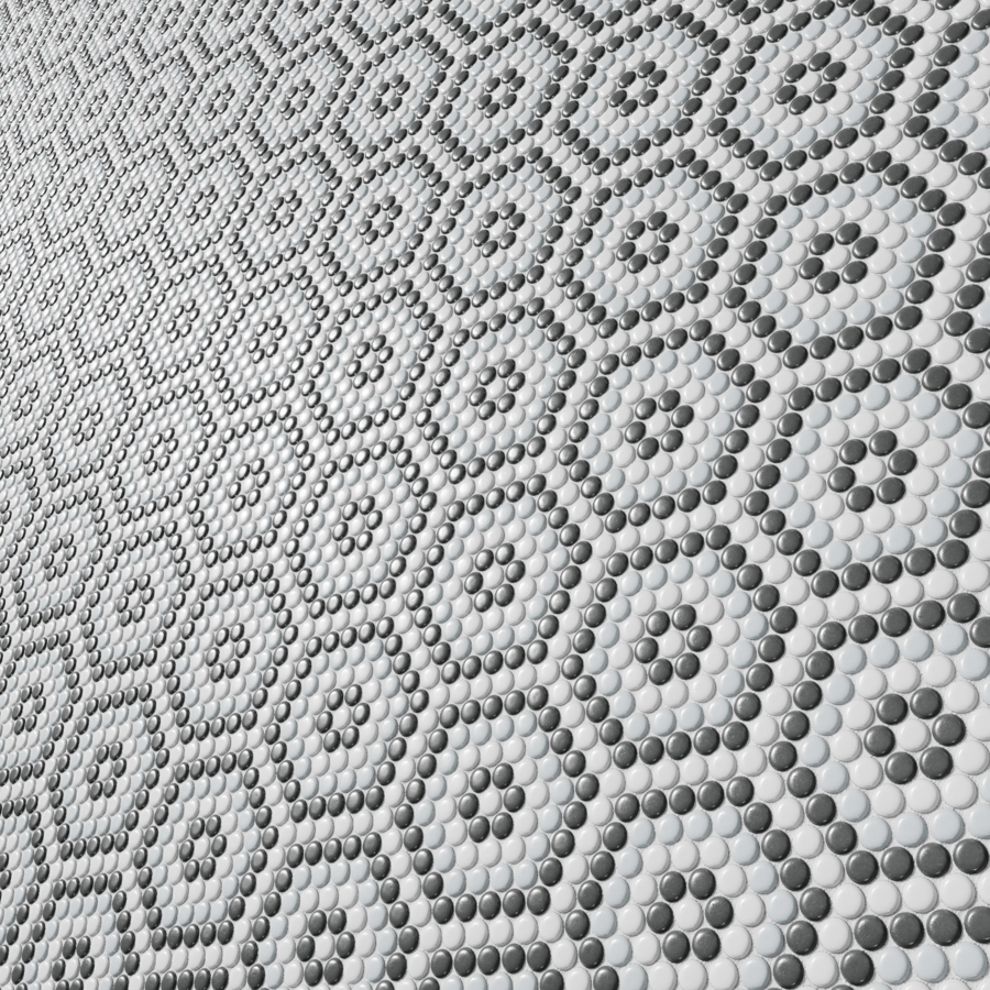 Textura de azulejo cerâmico brilhante redondo, hexágono cinzento