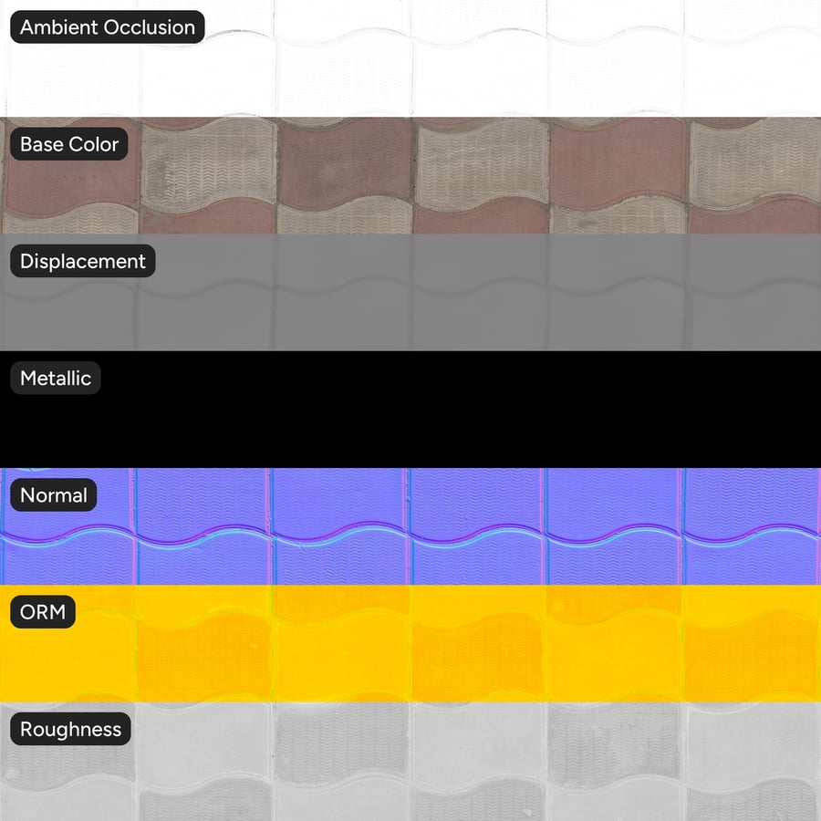 Wave Paver Textur, rutmönstrad
