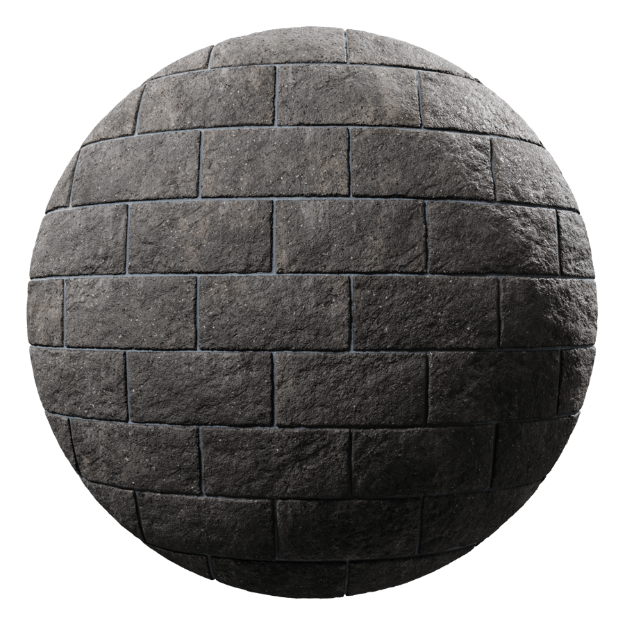 Split Face Charcoal Concrete Block Texture, Black