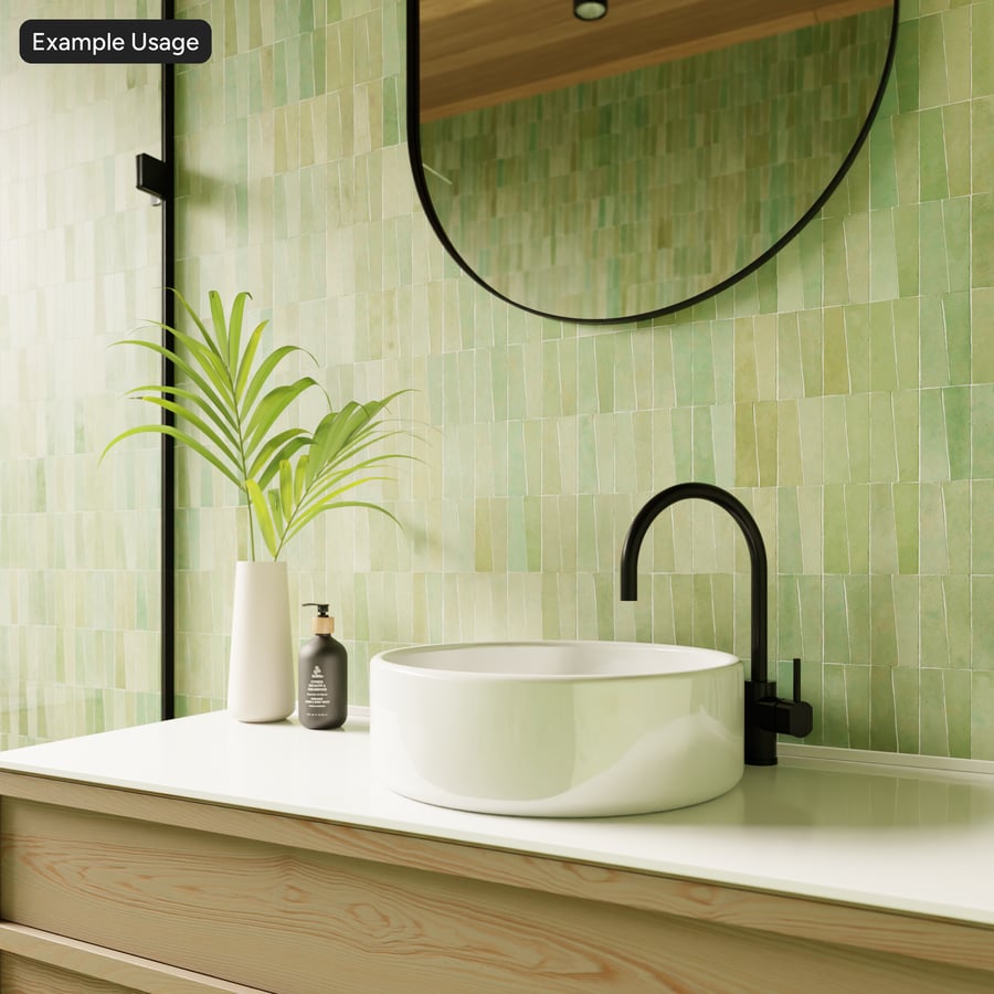 Staplad trapetsformad Zellige Matte Tile Texture, Grön