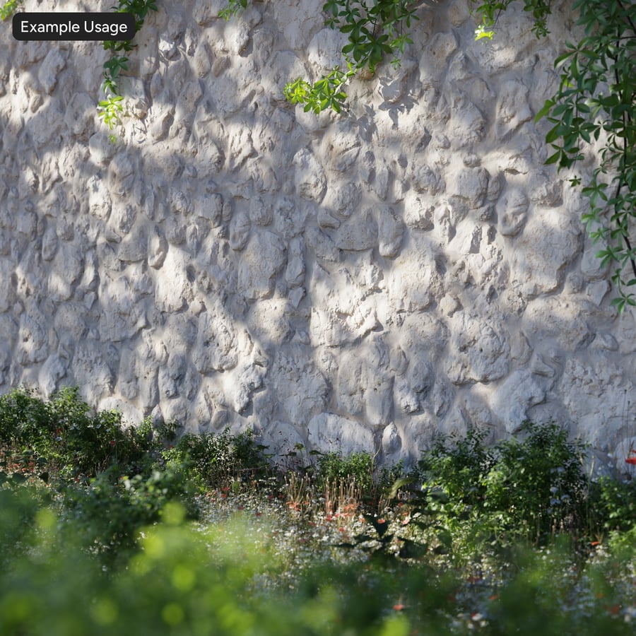 Mortared Rubble Limestone Wall Texture, Cream