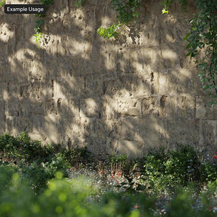 Eroded Limestone Block Wall Texture, Pale Sand