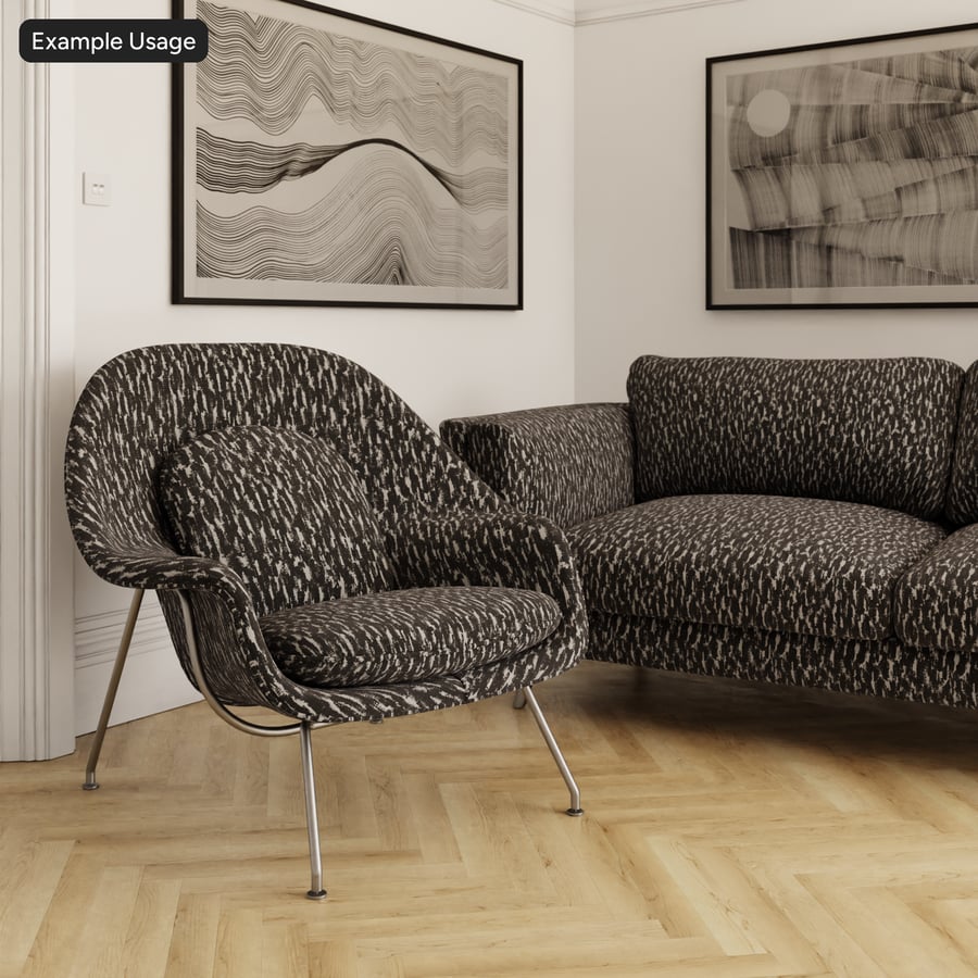 Ikat Upholstery Fabric Texture, Charcoal and Cream