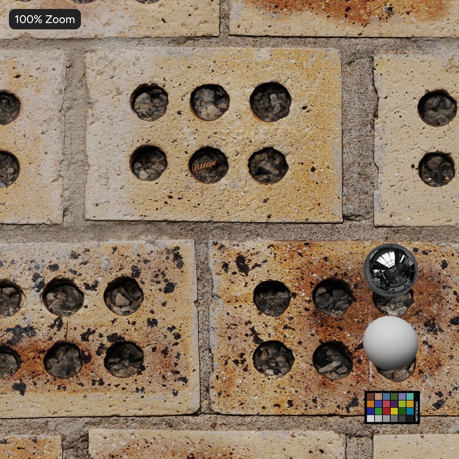 Perforated Stretcher Bond Clay Brick Wall Texture