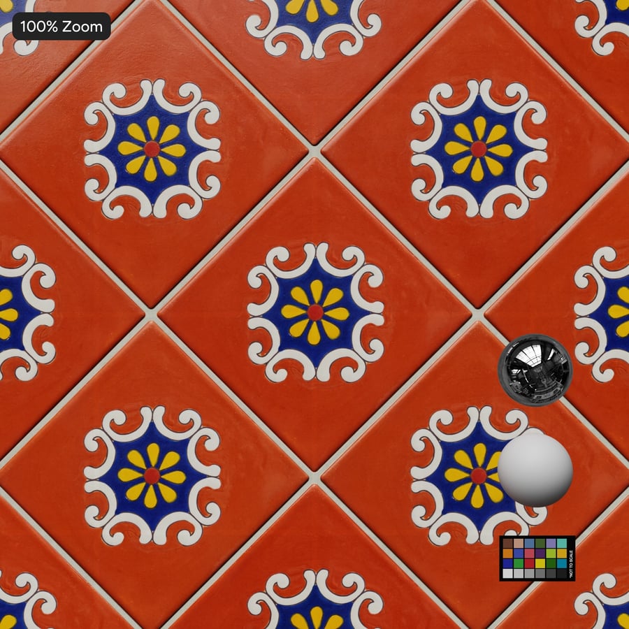 Diamond Talavera Ceramic Tile Texture, Red