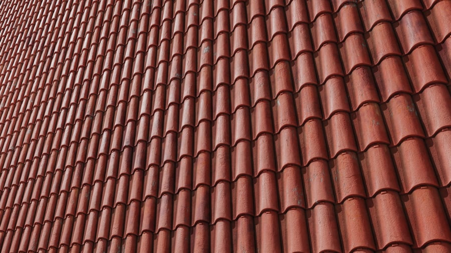 Weathered Terracotta Roof Tiles Texture, Red