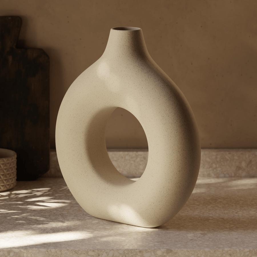 Vaso Circular Abstrato em Cerâmica Modelo