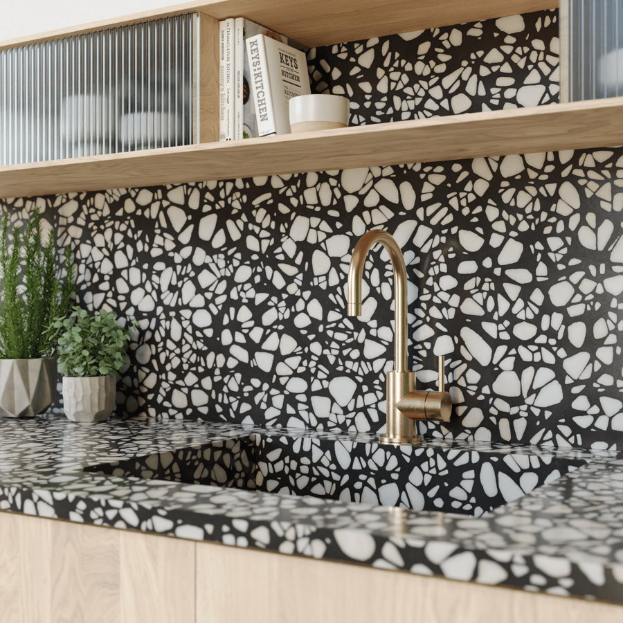 Palladiana Dalmatian Terrazzo Texture, Black