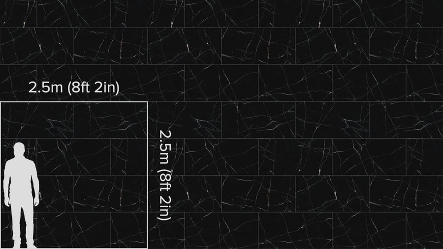 Textura de azulejo mate em mármore retangular deslocado, preto galáctico