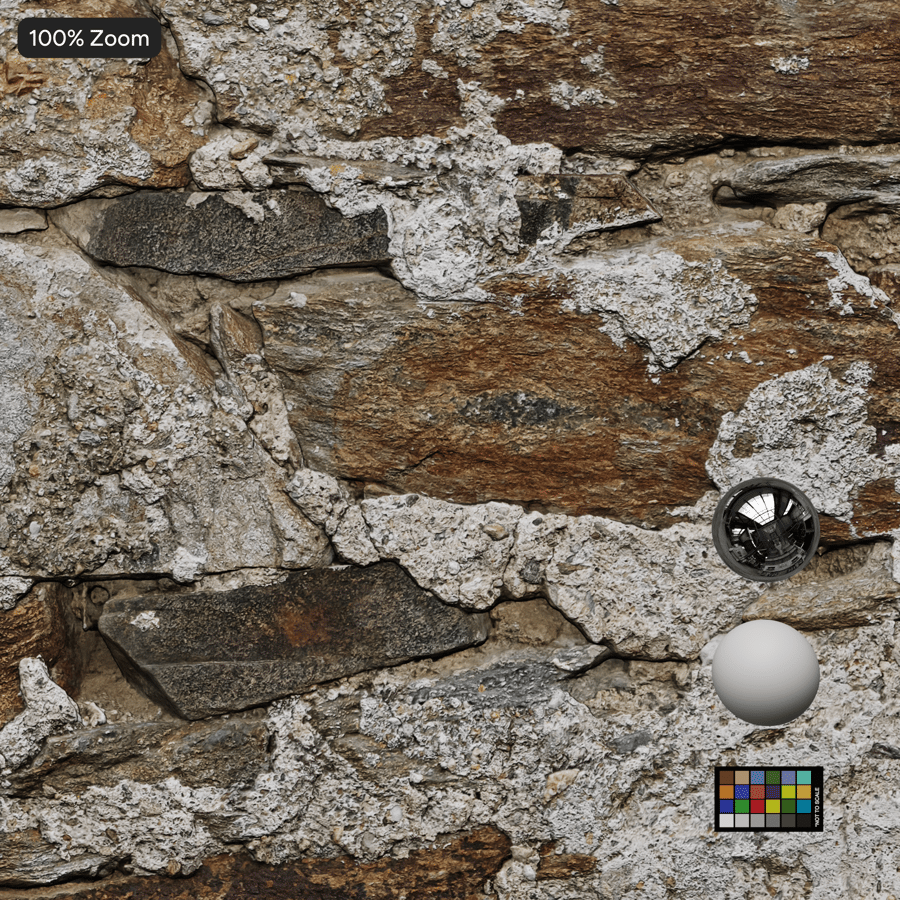 Weathered Uncoursed Rubble Stone Wall Texture, Warm Brown
