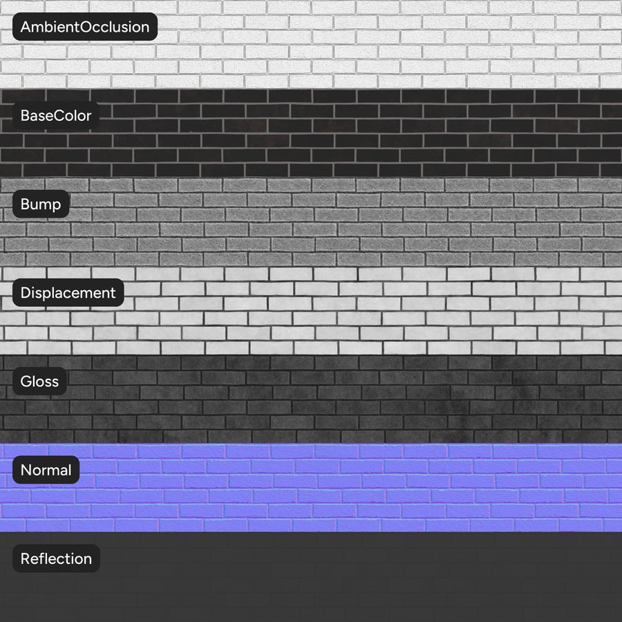 Sandfaced Running Bond Bond Brick Wall Texture, Black