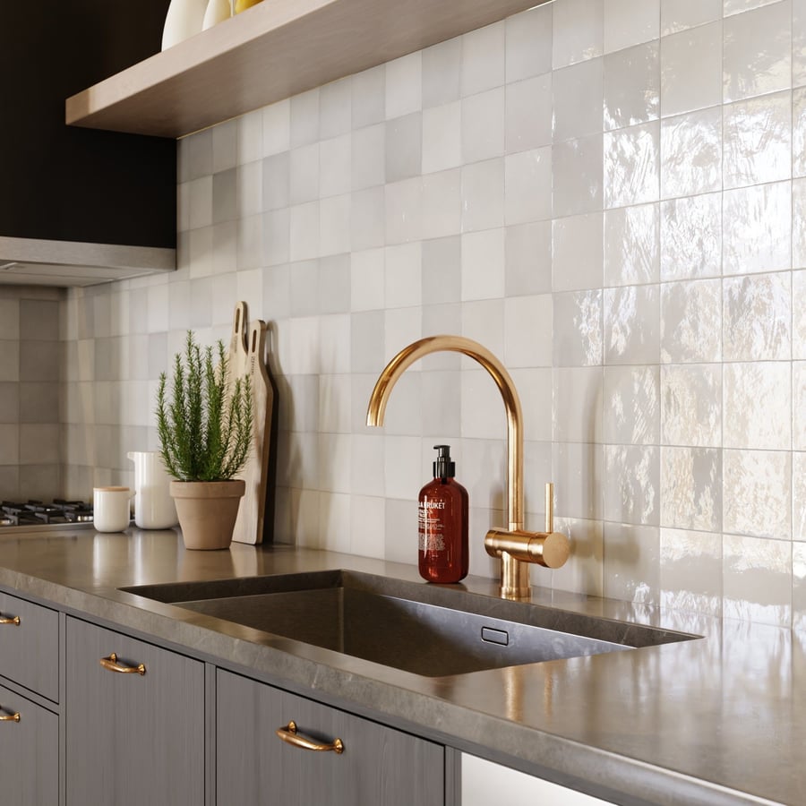 Square Ceramic Glossy Tile Texture, Grey