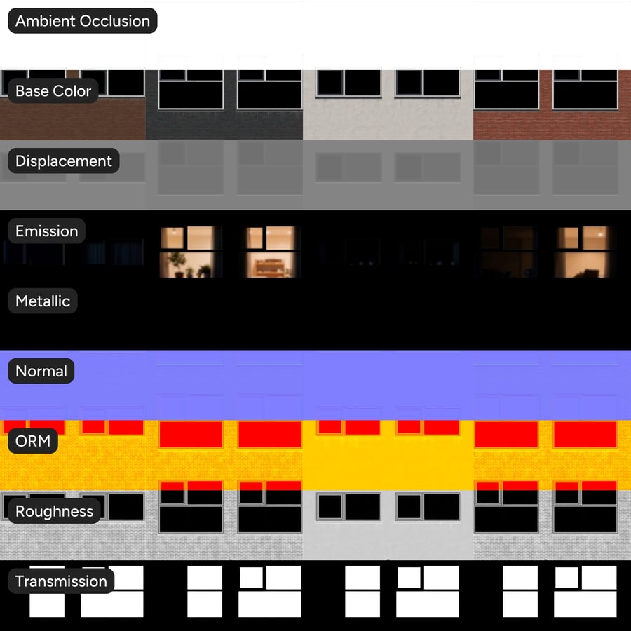 Modern Color Blocked Brick and Render Facade Texture