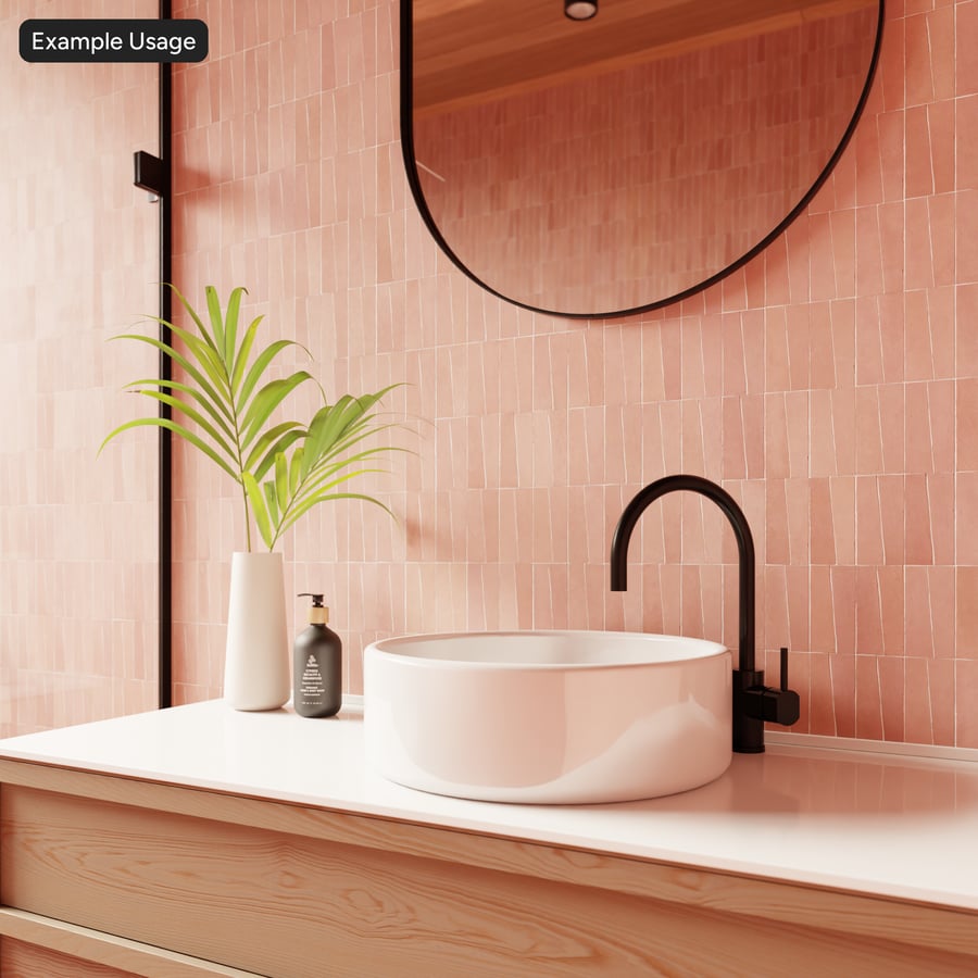 Stacked Trapezoidal Zellige Matte Tile Texture, Pink