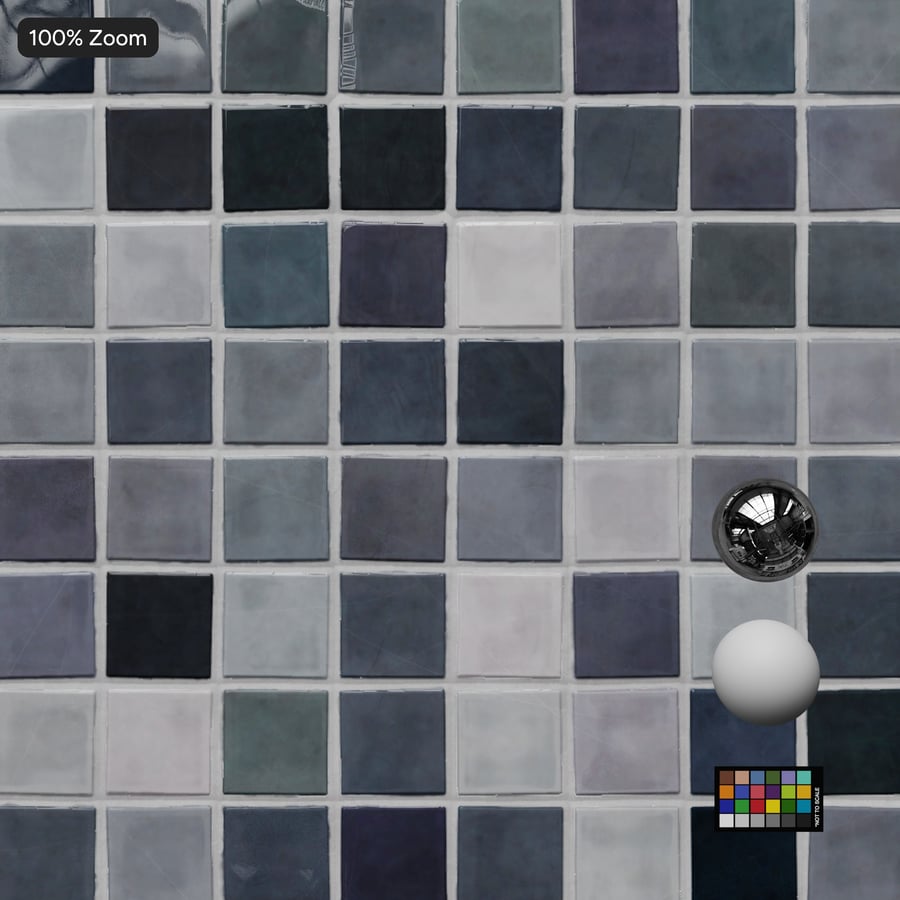 Square Ceramic Glossy Tile Texture, Blue Grey
