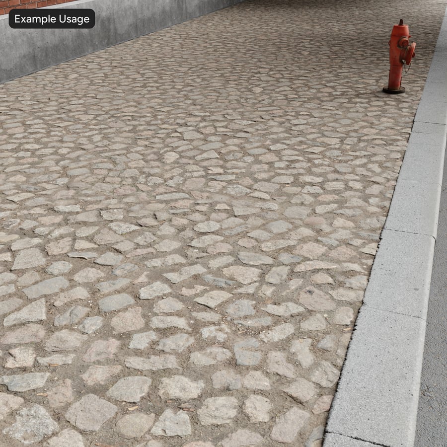 Worn Cobblestone Sidewalk Texture