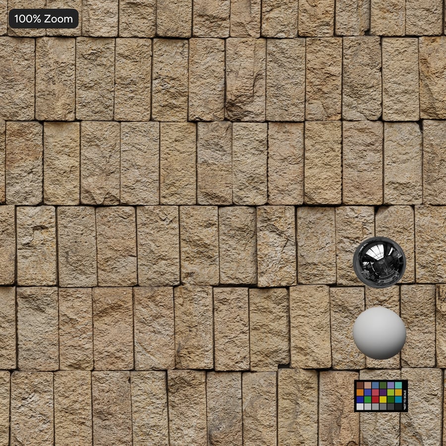 Stacked Split Face Stone Block Wall Texture, Sandy