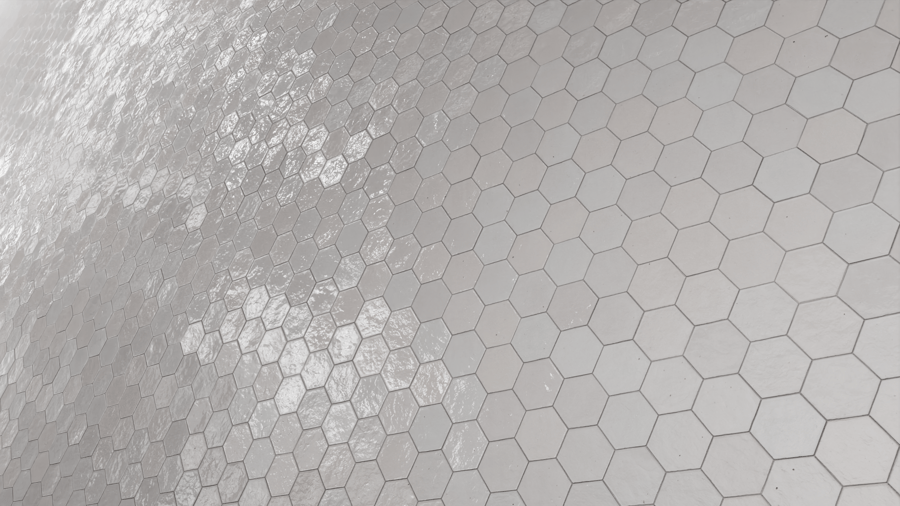 Textura de azulejo hexagonal brilhante Zellige, branco