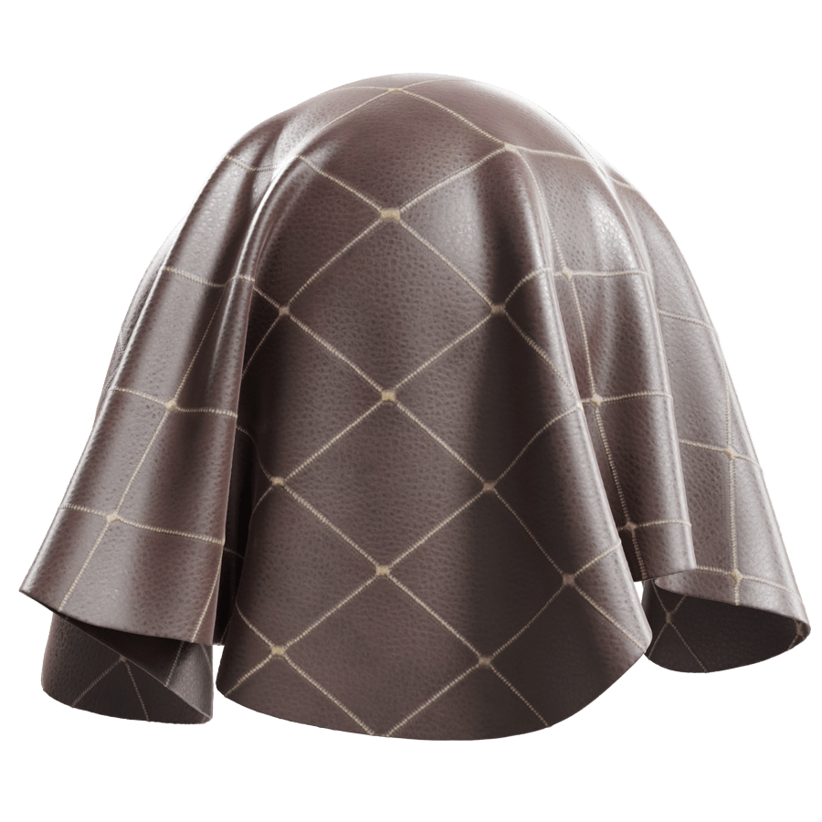 Diamond Stitch Faux Leather Fabric Texture, Brown