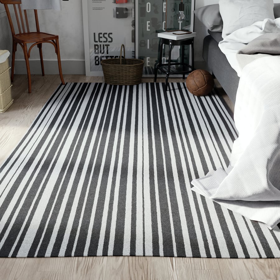 Zebra Striped Designer Rug Model, Grey