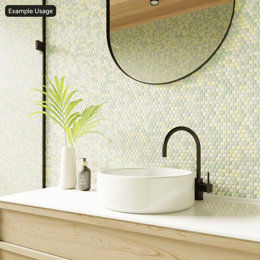 Penny Round Ceramic Matte Tile Texture, světle zelená