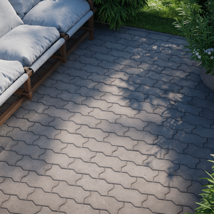 Offset Zigzag Concrete Paving Texture, Grey