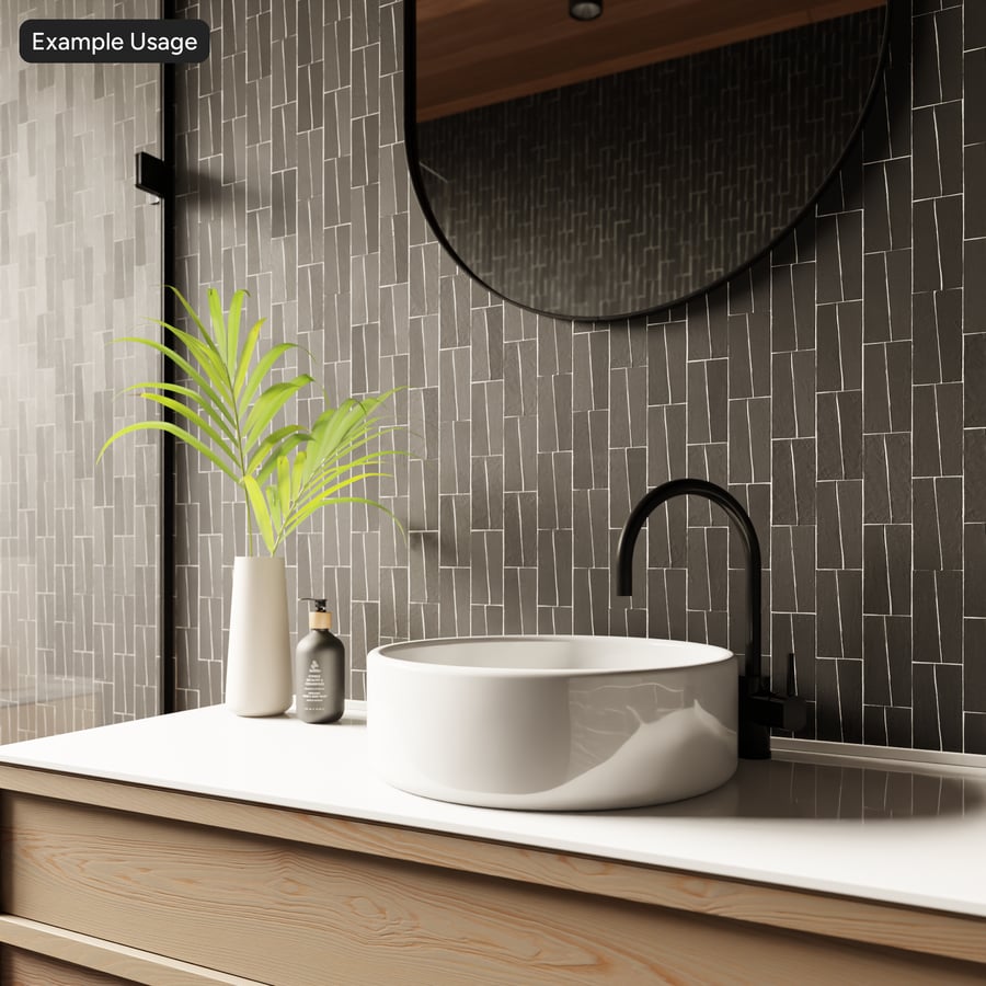 Trapezoidal Zellige Matte Tile Texture, Black