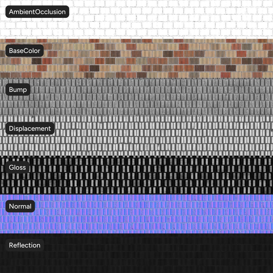 Grooved Header Bond Brick Wall Texture, Multicolored