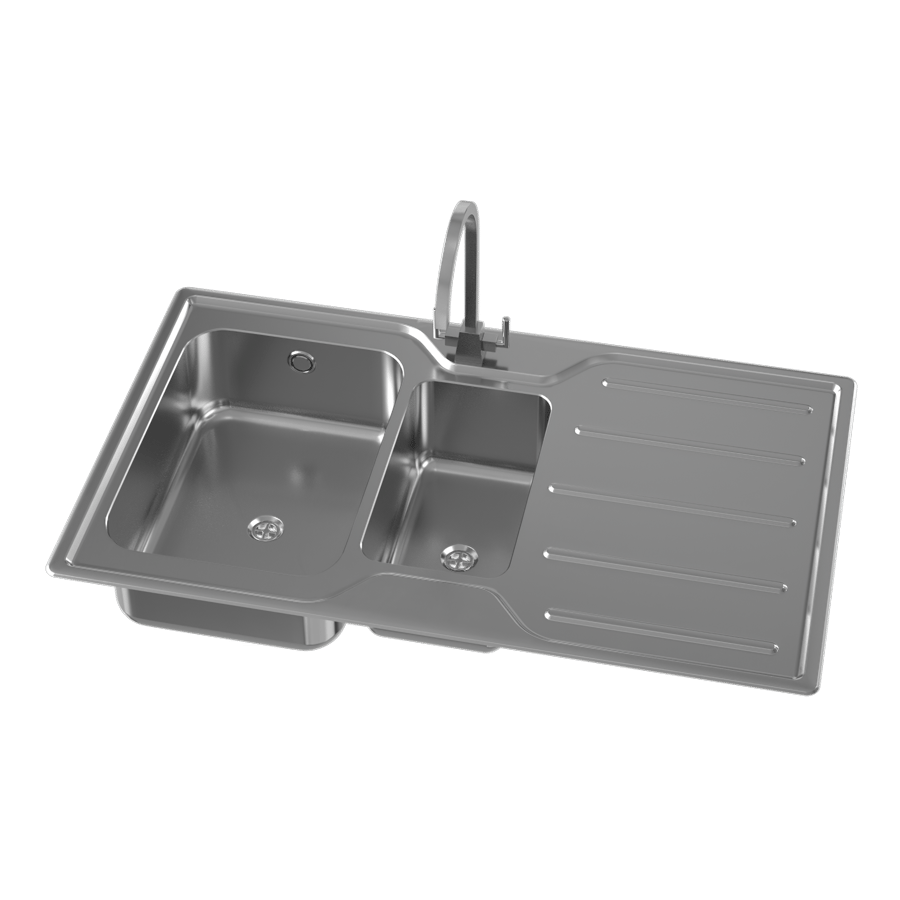 Stainless Steel 1.5 Bowl Kitchen Sink with Draining Board Model