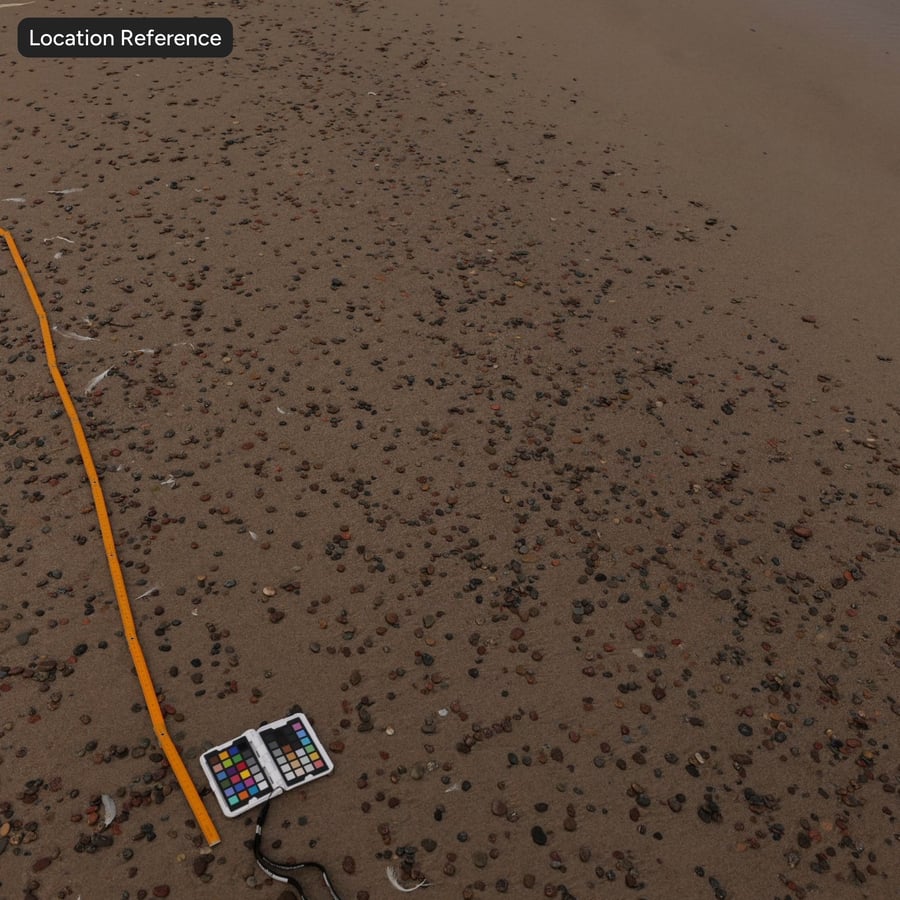 Textura de seixos em areia de praia úmida