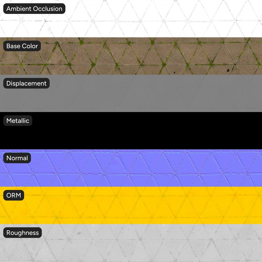 Triangular Concrete and Grass Paver Texture