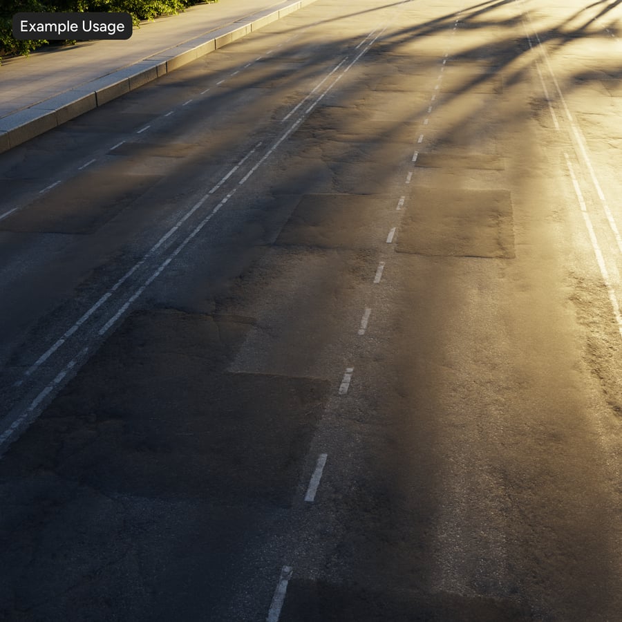 Worn Two Lane Asphalt Road Texture