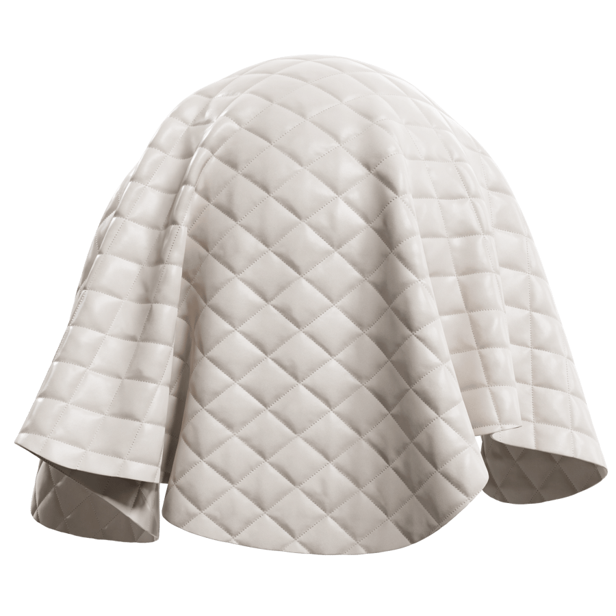 Faux Quilted Leather Fabric Texture, White