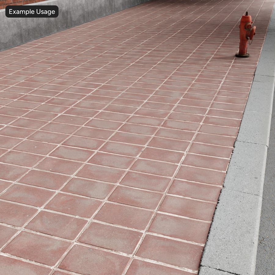 Dirty Concrete Block Sidewalk Texture, Red