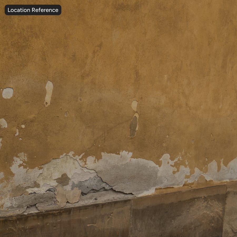 Textura de gesso pintado lascado, amarelo