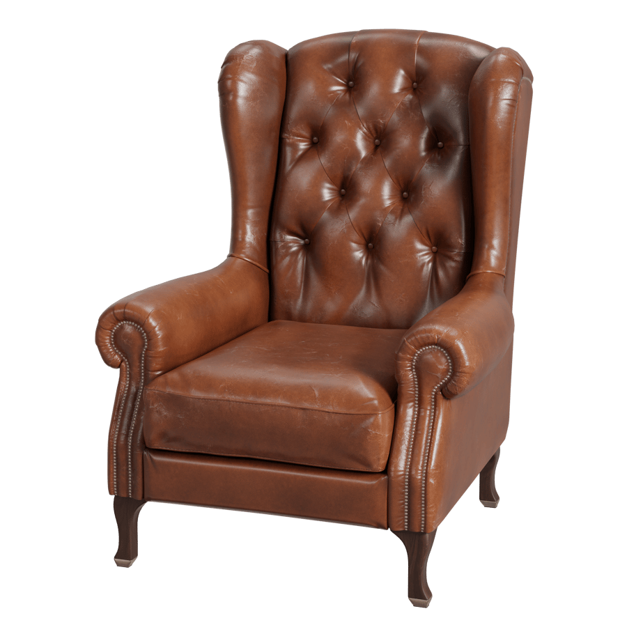 Tufted Leather Antique Armchair Model, Brown